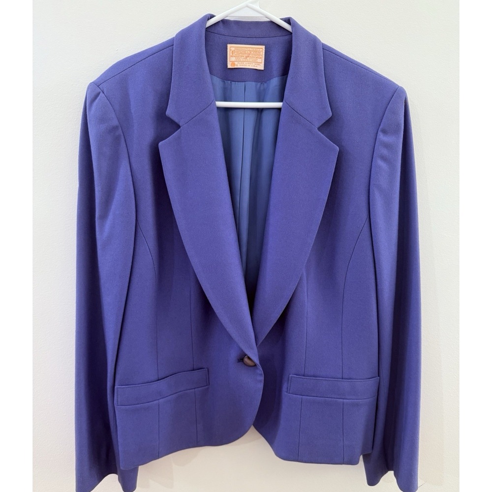Pendleton Blazer Womens Size‎ 16 Blue 100% Virgin Wool USA Vintage 1 Button